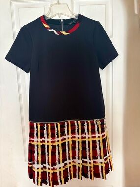 Marc Jacobs Black Mini Dress with Red & Yellow Plaid Skirt